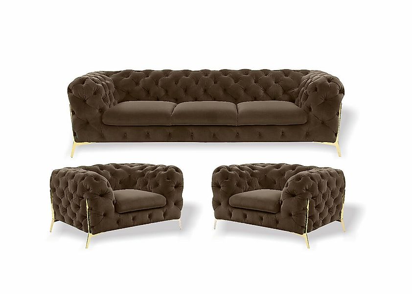 JVmoebel Chesterfield-Sofa Chesterfield luxus Sofa-Set 3+1+1, günstig online kaufen
