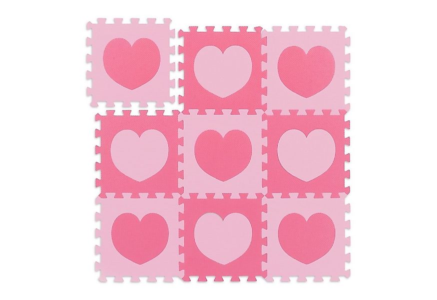 relaxdays Spielmatte 18-tlg. Puzzlematte Herz, Rosa-Pink günstig online kaufen
