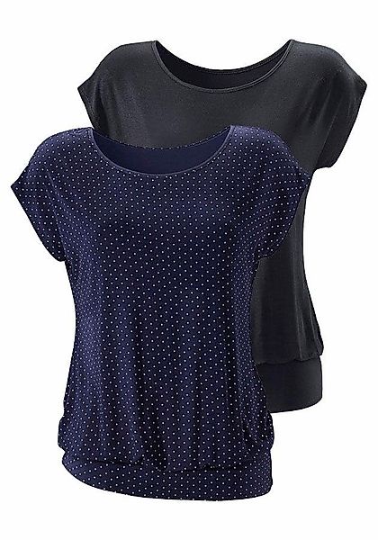 LASCANA Longshirt "mit breitem Bund", (2er-Pack), aus weichem Viskose-Stret günstig online kaufen