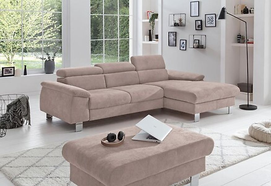 COTTA Ecksofa »Komaris L-Form, B: 244 cm« mit Kopfteilverstellung, optional günstig online kaufen