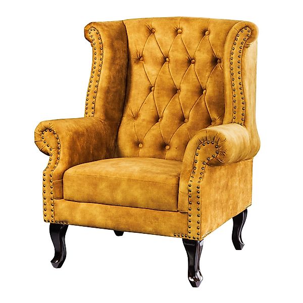 riess-ambiente Ohrensessel CHESTERFIELD 105cm senfgelb / günstig online kaufen