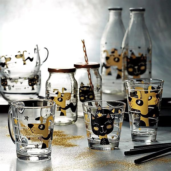 Milchflasche Glasflasche mit Deckel Golden Cat 1000 ml günstig online kaufen