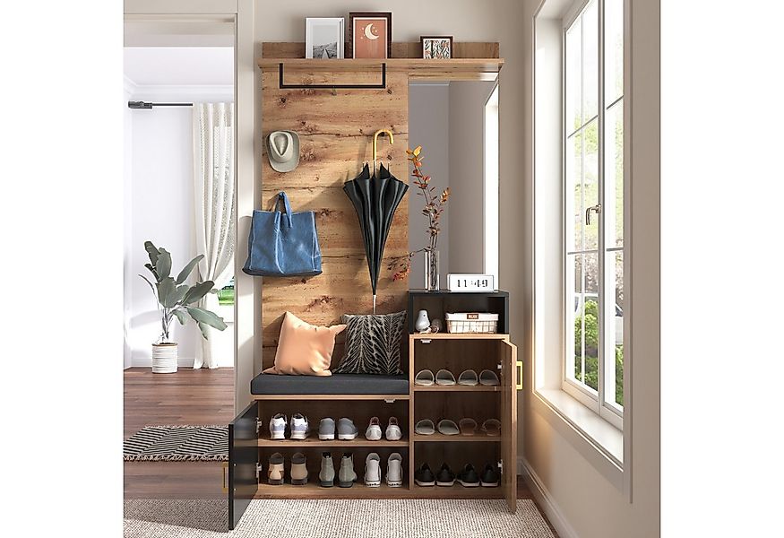 MC Star Garderoben-Set Garderoben-Set,mit 4 Kleiderhaken, Spiegel, Schuhsch günstig online kaufen