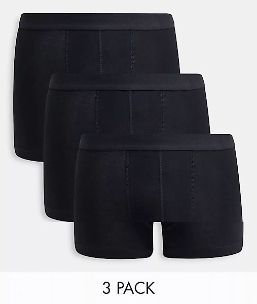 ASOS DESIGN – 3er-Pack Unterhosen aus Bio-Baumwollmischung in Schwarz günstig online kaufen