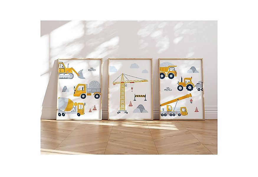 MeinBaby123® Poster Bagger, Bilder Kinderzimmer Deko, Baufahrzeuge, Kran, B günstig online kaufen