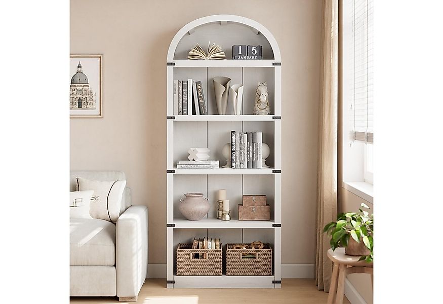 GarveeMore Bücherregal 5Regalböden Gewölbtes Bücherregal 180CM Holz Anzeige günstig online kaufen