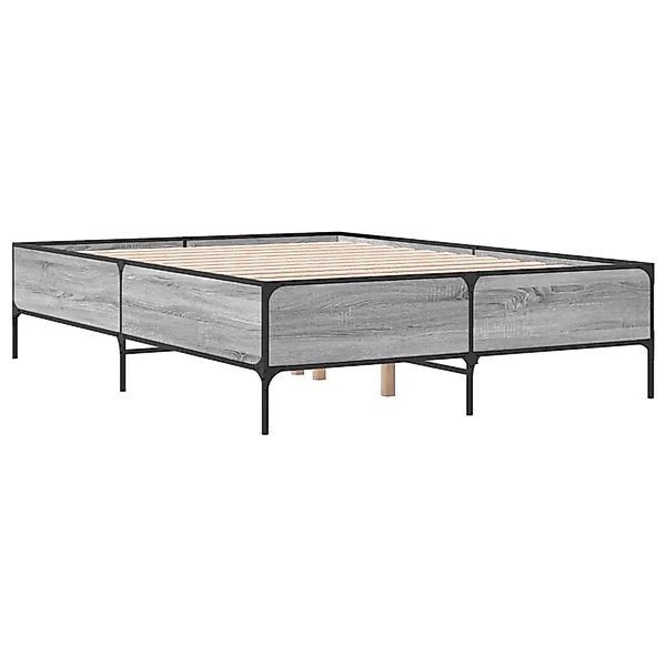 vidaXL Bettgestell Grau Sonoma 140x190 cm Holzwerkstoff und Metall 3279810 günstig online kaufen