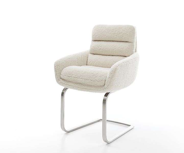 Freischwinger Abelia-Flex mit Armlehnen Teddystoff Beige Freischwinger flac günstig online kaufen