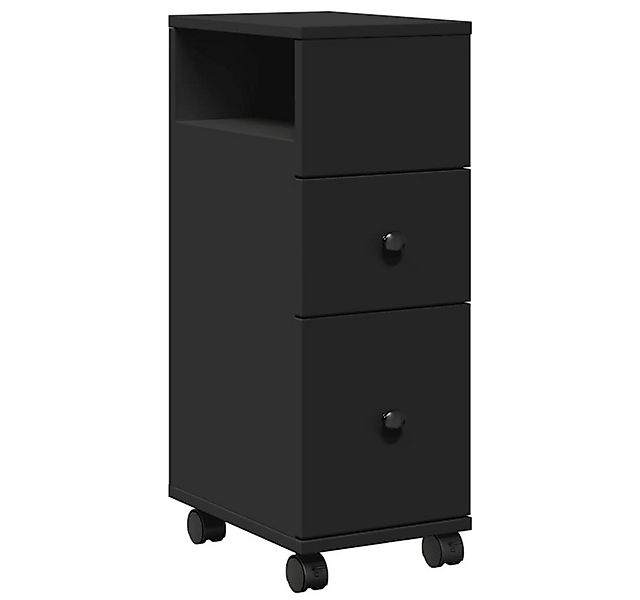 vidaXL Fächerschrank Badschrank Schmal mit Rollen Schwarz Holzwerkstoff (1- günstig online kaufen