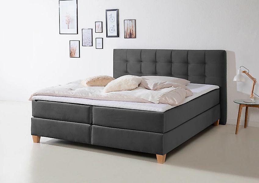 Home affaire Boxspringbett "Moulay", inkl. Topper, in Überlänge 220 cm, 3 H günstig online kaufen