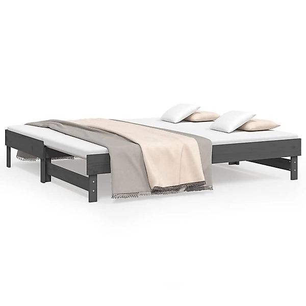 vidaXL Tagesbett Ausziehbar Grau 2x(90x190) cm Massivholz Kiefer1370011 günstig online kaufen