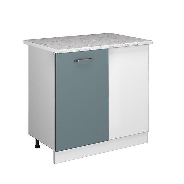 Vicco Eckunterschrank R-Line Küchen Eckschrank Blau-Grau/Weiß 86 cm AP Marm günstig online kaufen