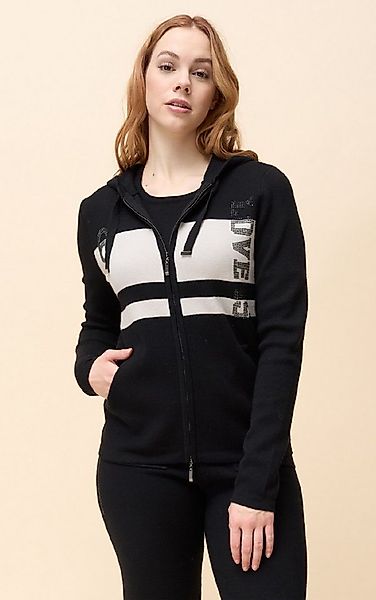 Passioni Kapuzenstrickjacke Sweatjacke mit Kapuze und Streifendetails günstig online kaufen