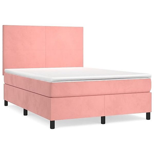 vidaXL Boxspringbett Boxspringbett mit Matratze Rosa 140x200 cm Samt Bett B günstig online kaufen