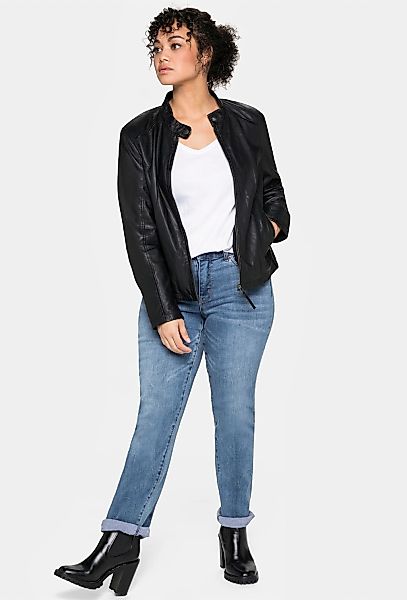 Sheego Lederjacke, ohne Kapuze günstig online kaufen