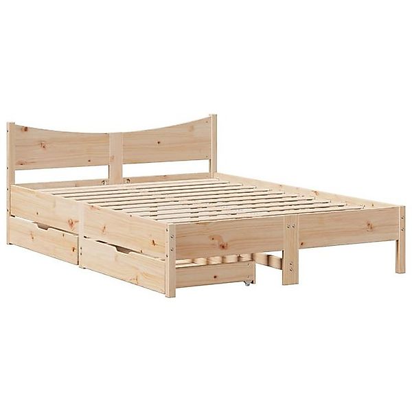 vidaXL Bettgestell Massivholzbett mit Schubladen 140x200 cm Kiefer Bett Bet günstig online kaufen