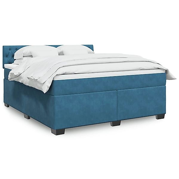 vidaXL Boxspringbett mit Matratze Blau 180x200 cm Samt 3288688 günstig online kaufen