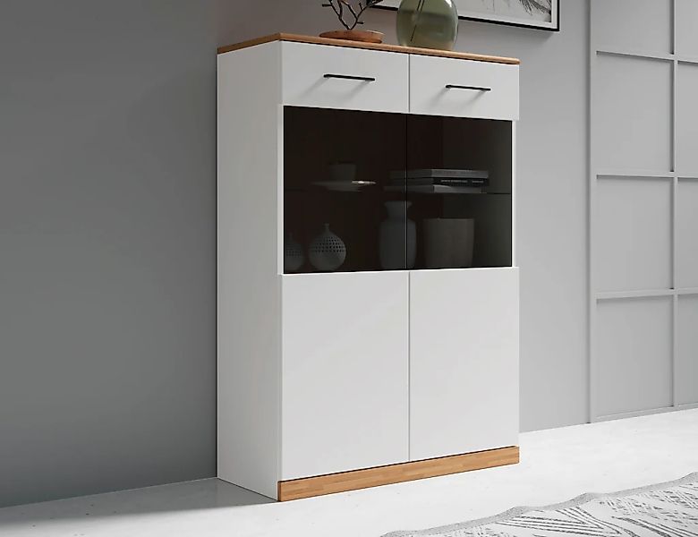 OTTO home Vitrine "Ribe, 125 cm hoch, Fronten Massivholz, 4 breite Fächer" günstig online kaufen