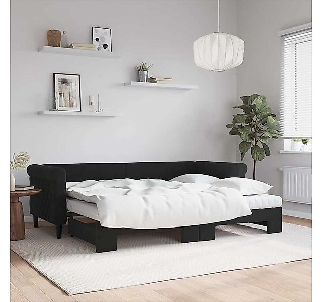 vidaXL Bett, Tagesbett Ausziehbar mit Matratzen Schwarz 80x200 cm Samt günstig online kaufen