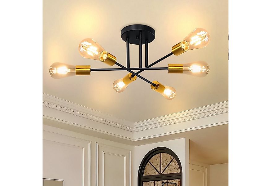 Nettlife Deckenleuchte Retro 6 Glühbirnen Wohnzimmer Lampe E27, LED wechsel günstig online kaufen