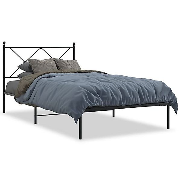 vidaXL Bettgestell, Bettrahmen mit Kopfteil Metall Schwarz 107x203 cm günstig online kaufen