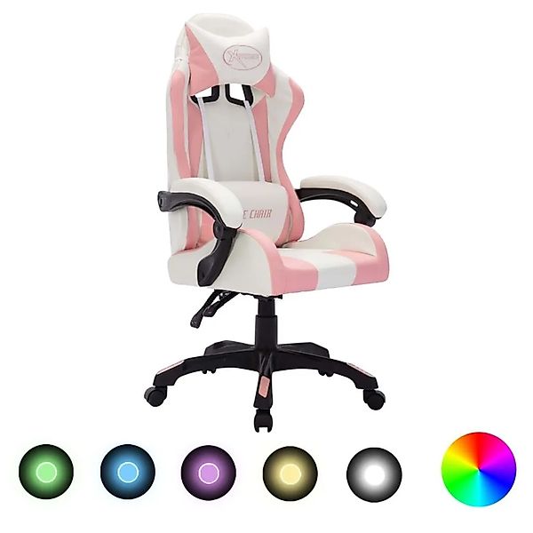 vidaXL Gaming-Stuhl mit RGB LED-Leuchten Rosa und Schwarz Kunstleder 288004 günstig online kaufen