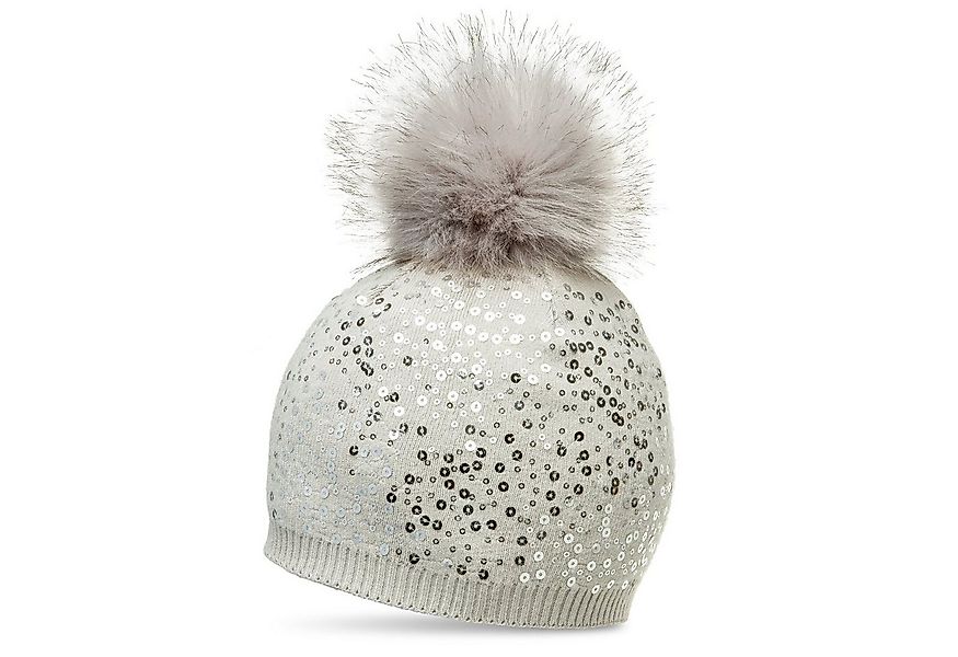Caspar Bommelmütze MU186 Damen Fein Strick Pailletten Glitzer Winter Mütze günstig online kaufen