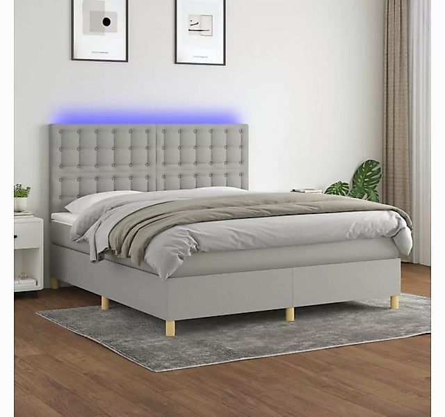 vidaXL Boxspringbett Bett Boxspringbett mit Matratze & Topper & LED (180 x günstig online kaufen