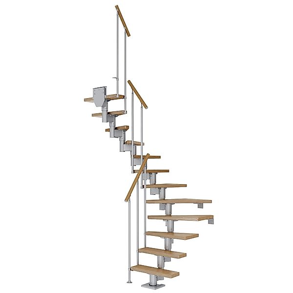 Dolle Mittelholmtreppe Dublin Eiche Perlgrau GH bis 270 cm 1/2gew. 65 cm FS günstig online kaufen