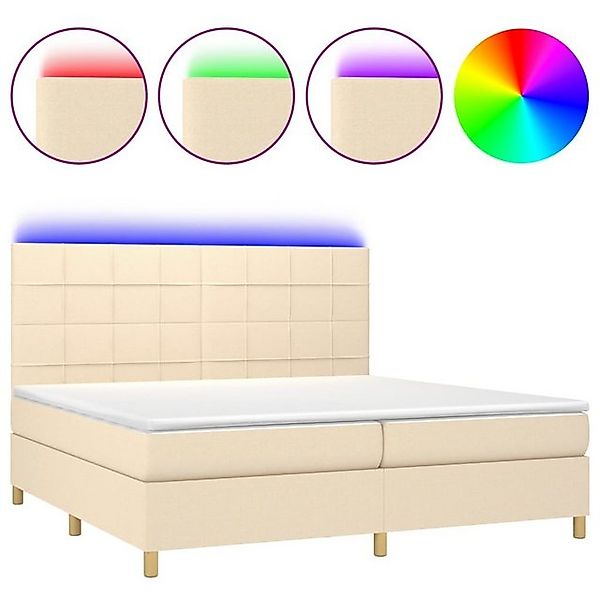 vidaXL Boxspringbett Boxspringbett mit Matratze LED Creme 200x200 cm Stoff günstig online kaufen