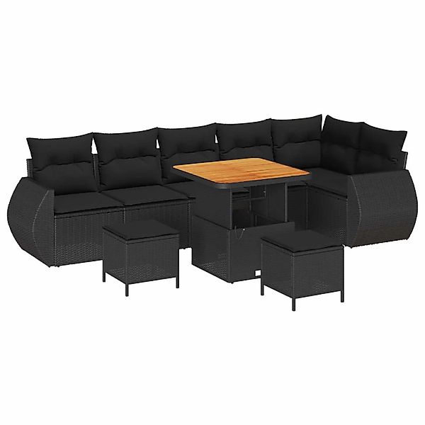 vidaXL Gartensofa-Set mit Kissen mit Kissen 9 Stk Schwarz Poly Rattan 33638 günstig online kaufen