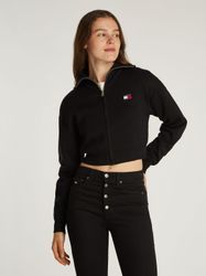 Tommy Jeans Strickjacke "TJW CRP BADGE ZIP THRU CARDIGAN" in Cropped Form günstig online kaufen