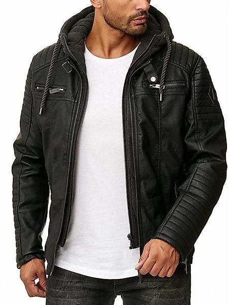 RedBridge Lederimitatjacke Kunstleder Bikerjacke mit Sweat-Kapuze günstig online kaufen