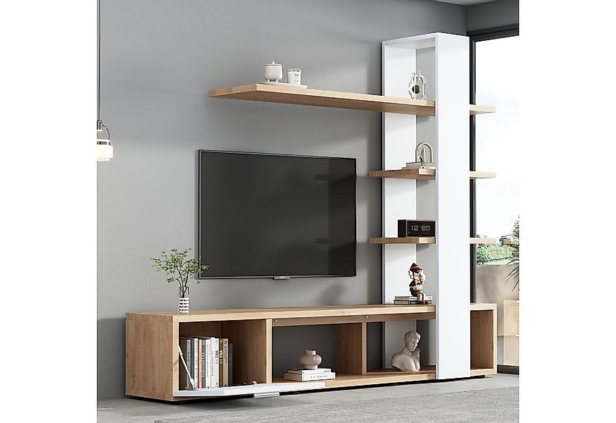 STILVORA Wohnzimmer-Set mit Lowboard&offene Regale,Möbelset Wohnzimmerset a günstig online kaufen