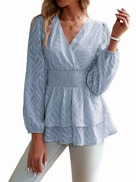 ZWY Langarmbluse Dünnes Damenhemd, einfarbiges Hemd mit V-Ausschnitt günstig online kaufen