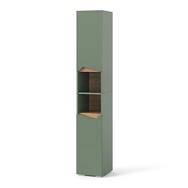 Vicco Badschrank Marelle Grün/Artisan 30 x 180 cm mit Türen und Offenen Fäc günstig online kaufen