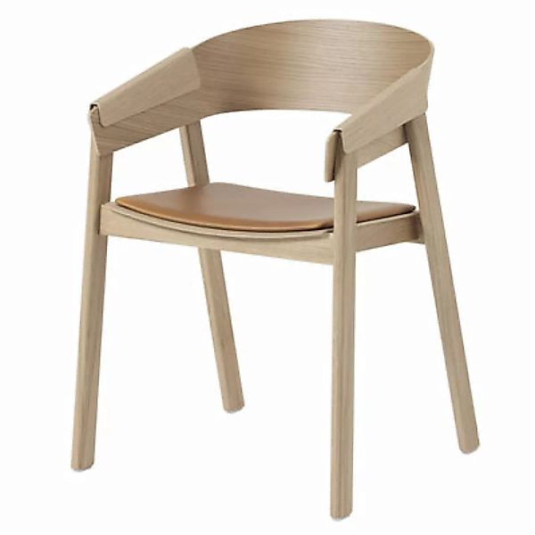 Sessel Cover holz natur / Holz - Sitzfläche aus Leder - Muuto - Holz natur günstig online kaufen