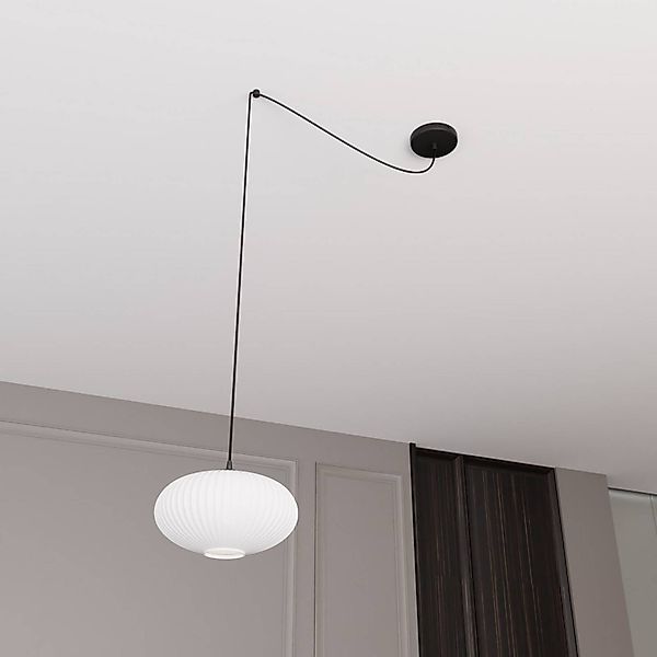 Hängelampe Origo, Ø 30 cm, opal/schwarz, dezentral, Glas günstig online kaufen