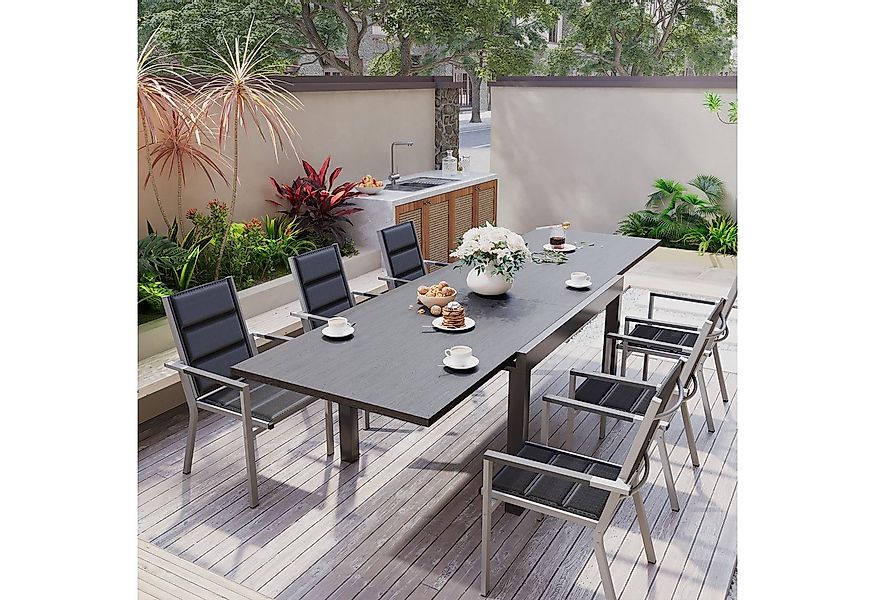 HOMALL Gartentisch Gartentisch, rostfreies Aluminium Ausziehtisch für 6 bis günstig online kaufen