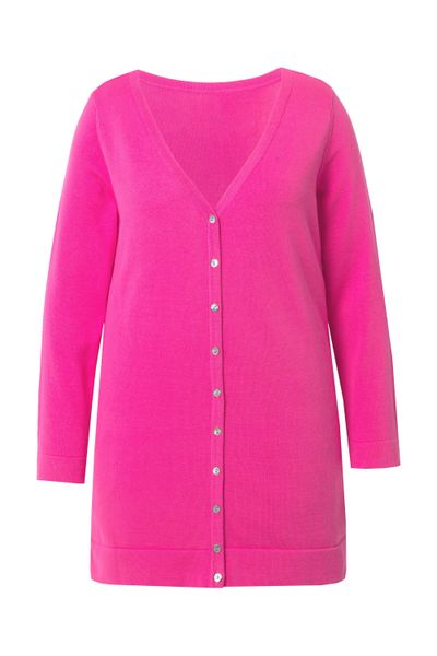 Ulla Popken Strickjacke Long-Strickjacke V-Ausschnitt Langarm günstig online kaufen