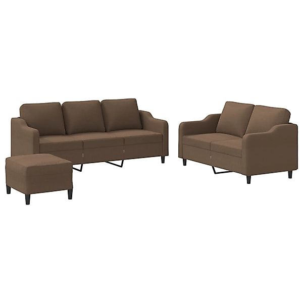 vidaXL 3-Tlg Sofagarnitur mit Kissen Braun Stoff 3201845 günstig online kaufen