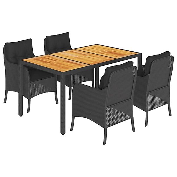 vidaXL 5-Tlg Garten-Essgruppe mit Kissen Schwarz Poly Rattan 3211868 günstig online kaufen