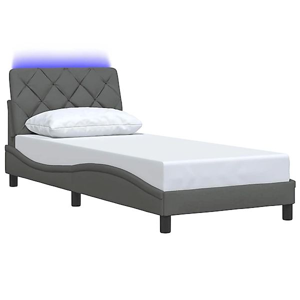 vidaXL Bettgestell mit LED ohne Matratze Dunkelgrau 90x200 cm Stoff 3310644 günstig online kaufen