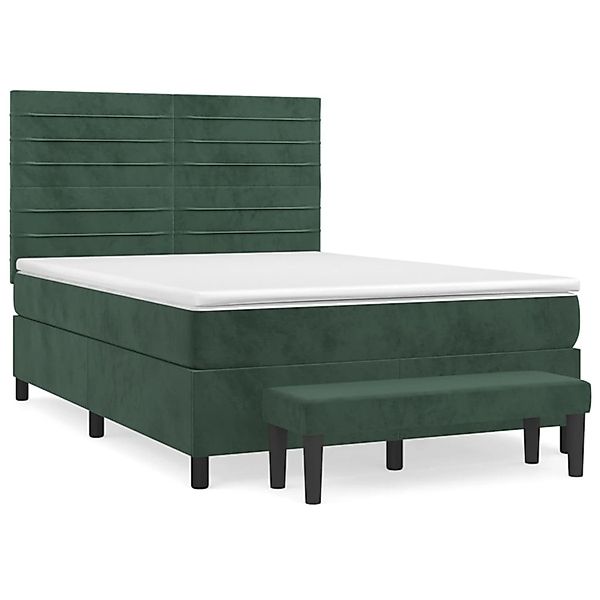 vidaXL Boxspringbett mit Matratze Dunkelgrün 140x200 cm Samt 3137908 günstig online kaufen