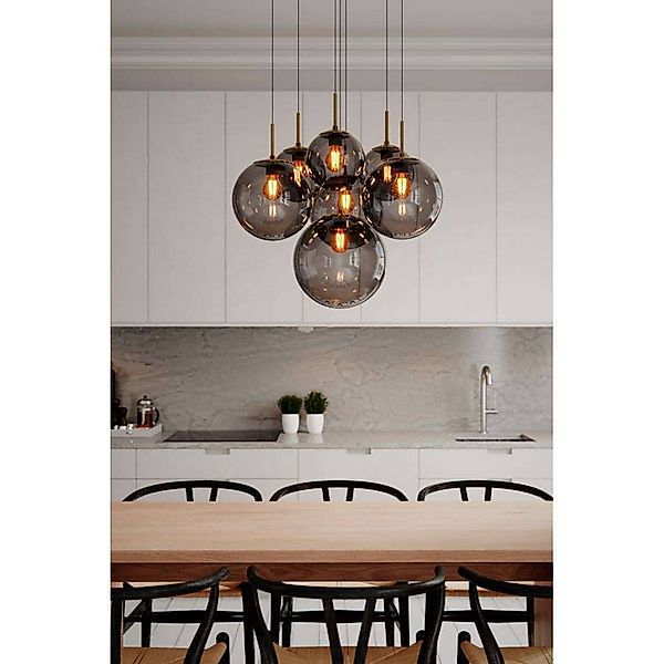 By Rydens Pendelleuchte Laura, Ø 54 cm, 7-flg., rauchgrau günstig online kaufen