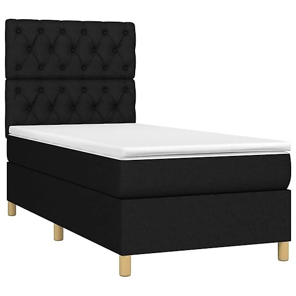 vidaXL Boxspringbett mit Matratze & LED Schwarz 80x200 cm Stoff 3135631 günstig online kaufen