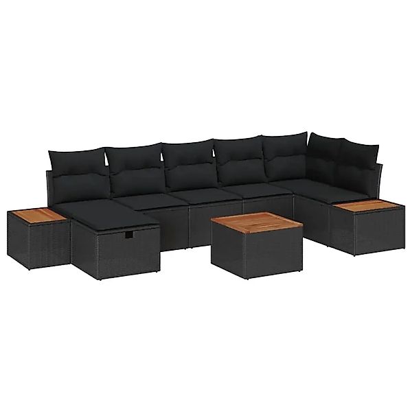vidaXL Garten-Sofa-Set mit Kissen 8-Tlg Schwarz Poly Rattan 3359645 günstig online kaufen