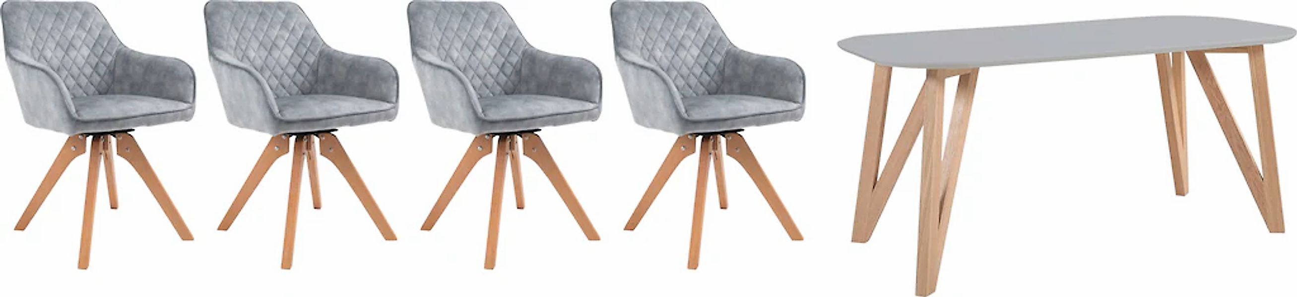 SalesFever Essgruppe "Stilvolle Sitzgruppe" 5-teiliges Set: Samtverlours-St günstig online kaufen