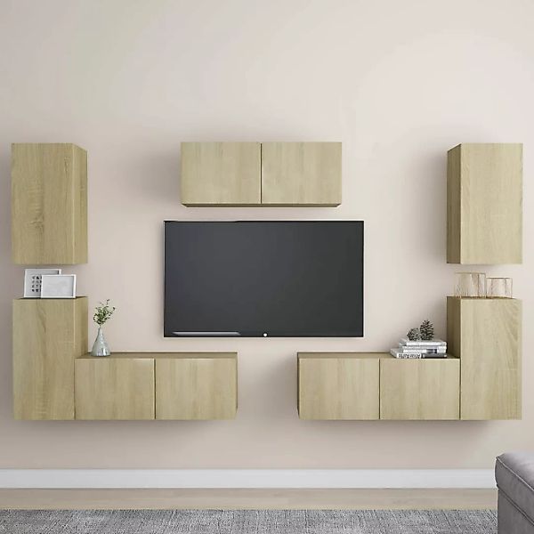 7-tlg. Tv-schrank-set Sonoma-eiche Spanplatte günstig online kaufen