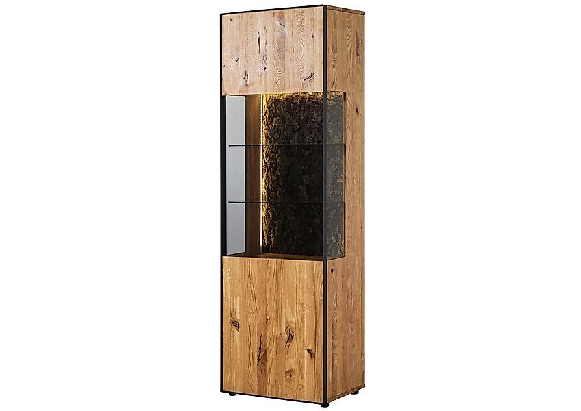 Massivmoebel24 Standvitrine (Wildeiche 65x45x201 natur geölt STARNBERG #09) günstig online kaufen